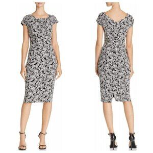 Adrianna Papell Black White Floral Sheath MIdi Dress $149